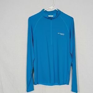 NWT Columbia Mens Ocean Blue Endless Trail 1/2 Zip Mesh Long Sleeve Top Size Sma